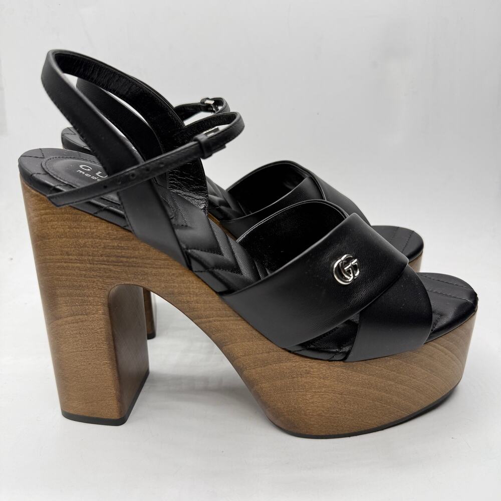 NEW Gucci Women's Black Double G Leather Platform Sandals Size EU 40 / US 10 - Picture 9 of 12